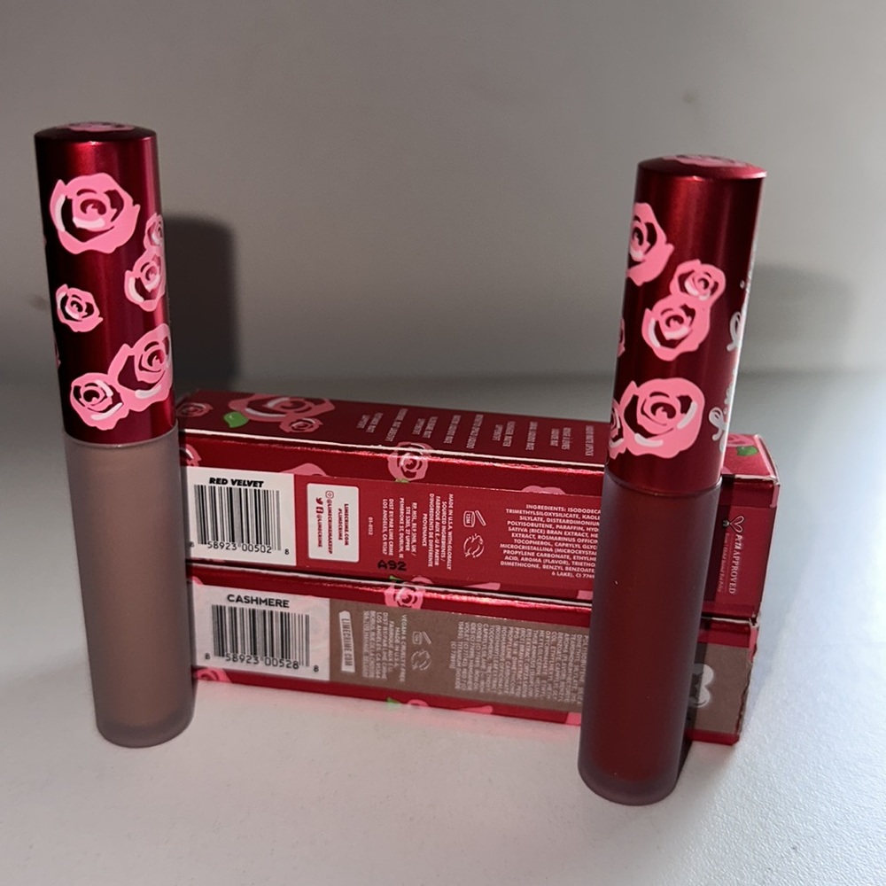 2 Lime Crime Velvetines..liquid matte lipstick colors cashmere and red velvet. - Picture 2 of 11